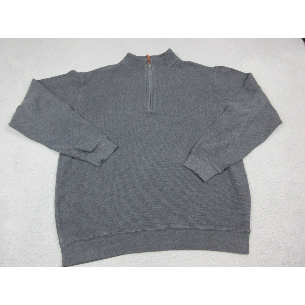 Woolrich Sweatshirt Mens XL Gray 1/4 Zip Mock Neck Thermal Knit Pullover